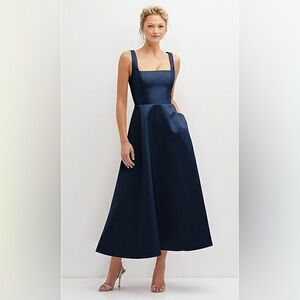 Dessy Collection Midnight Blue Midi Dress